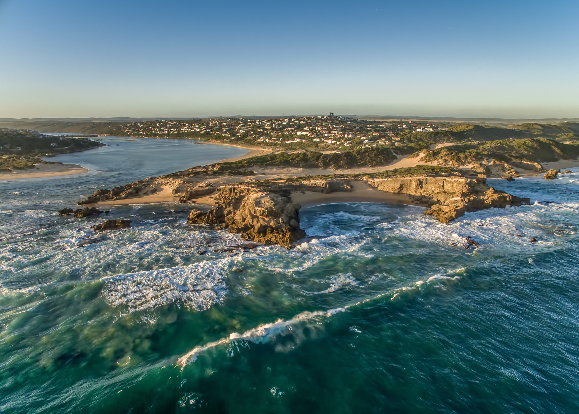 Aerial photo of Kenton-on-Sea Beaches and village